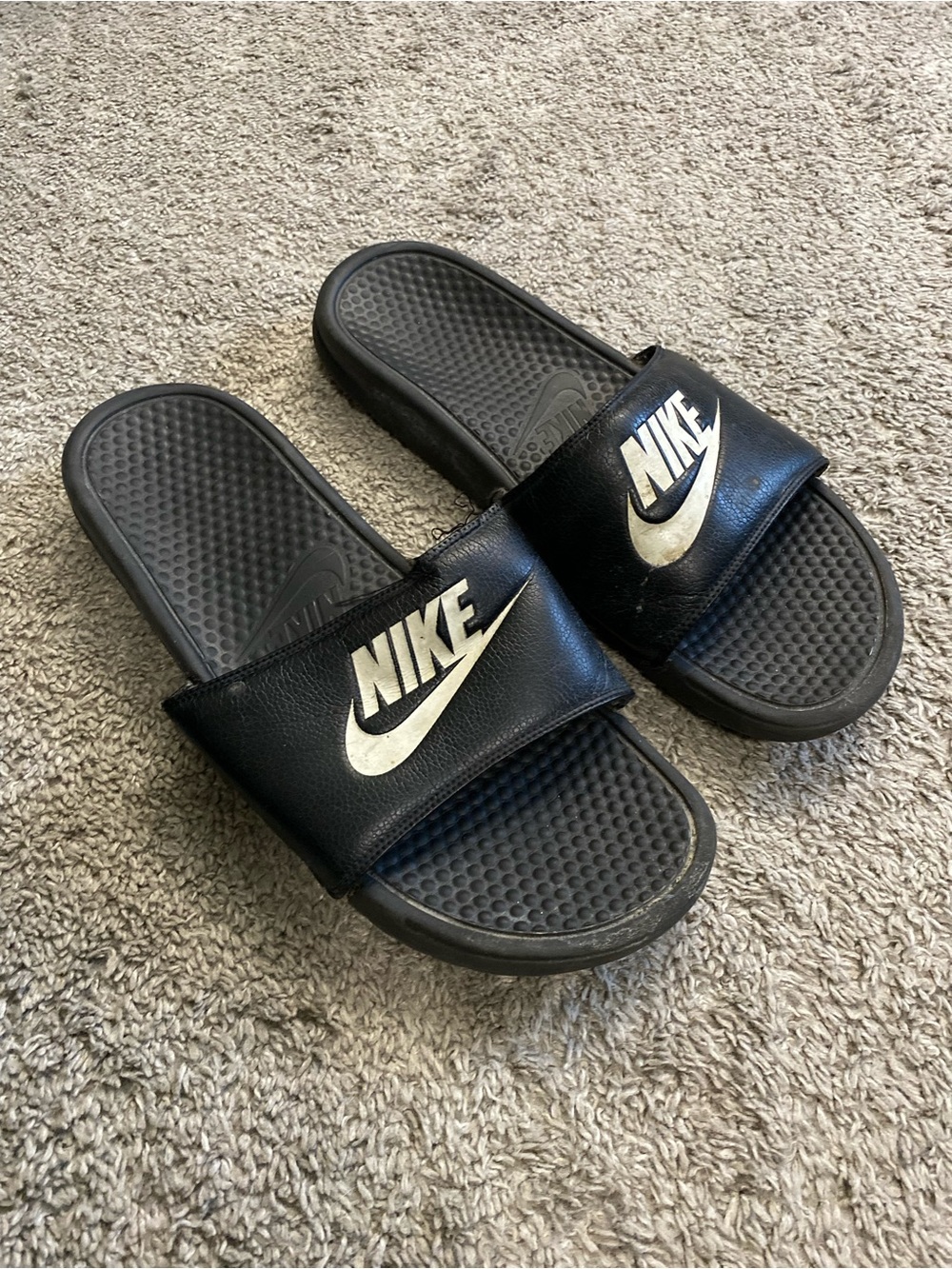 Nike Black Slides with White Logo